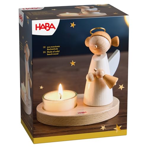 HABA Engel mit Teelicht – Weihnachtliche Holz-Dekoration aus...