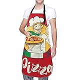 Abucaky Cartoon Pizza Chef Funny Waterproof Apron for Adults Chef Bib With Roomy Pocket for Kitchen...