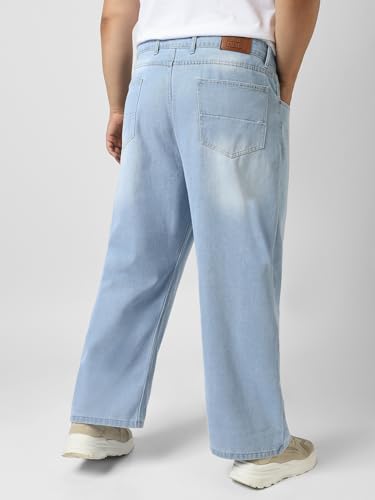 Image of Urbano Plus Men's Loose Baggy Fit Washed Jeans Non-Stretchable