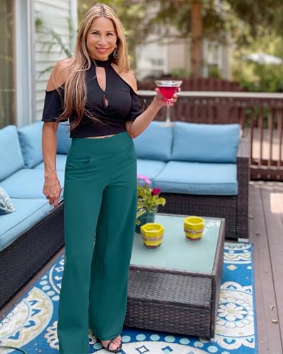 Image of Promover Wide Leg Pants Woman Yoga Pants with Pockets Stretch Loose Casual Lounge Sweatpants Petite /Regular /Tall
