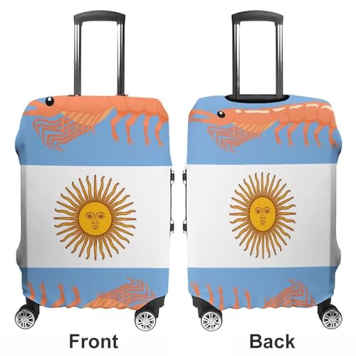 Argentine Red Shrimp Argentina Flag Luggage Covers Washable Travel Suitcase Cover Elastic Baggage Protector3