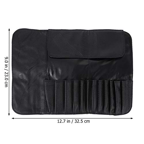 FRCOLOR Makeup Brush Rolling Case Pouch Holder Cosmetic Bag Organizer Leather Makeup Brush Roll Up Case Holder for Travel,Painter - Image 2