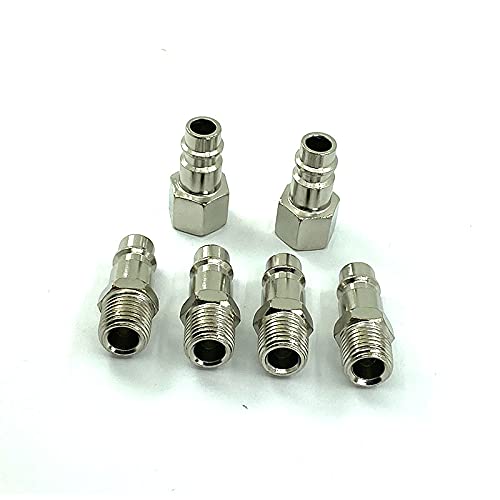 HMTE Accesorios de tubería 8 Piezas Conector rápido neumático Estilo Europeo 1/4''NPT Juego de Acoplamiento de Aire Macho y Hembra