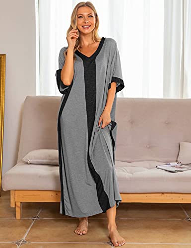 image for Bloggerlove Long Nightgowns for Women Sleepwear Plus Size Robe Half Sl