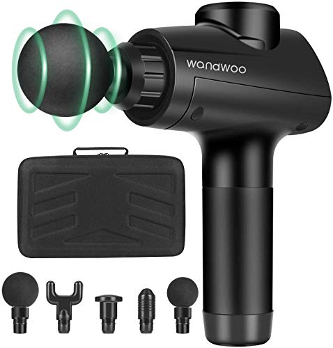 ã€2020 Newã€‘Muscle Massage Gun,Deep Tissue Percussion Massager for Athletes,Quiet Handheld Body Muscle Massager,Brushless Motor w/ 6 Heads and 20 Speed Levels,Workout Recovery,Portable w/ Carrying Case