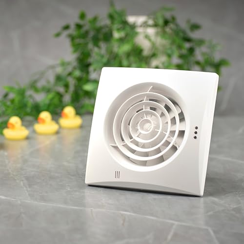 Fantronix Environment - Ventilador extractor de baño de baja energía CC de 100 mm con temporizador y sensor de humedad, ultra silencioso 22 dB (A), bajo costo 1,5 W, alto flujo de aire 28 l/s, IP45