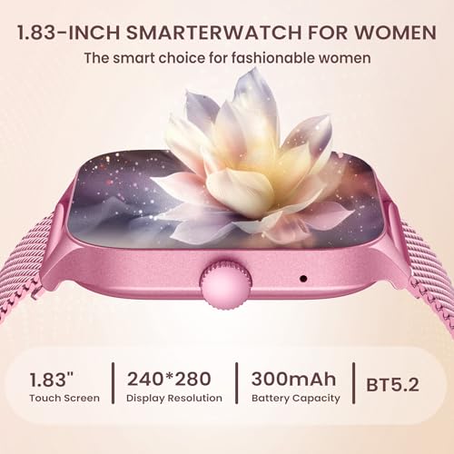Doomixs Smart Watches For Women Android Ios Phones: Pink Smartwatch For Women 1.83 Inch Touchscreen With Answer/Make Call Waterproof Heart Rate Blood Pressure Sleep Sport Alarm Pedometer Calorie Fitness Tracker thumb #1