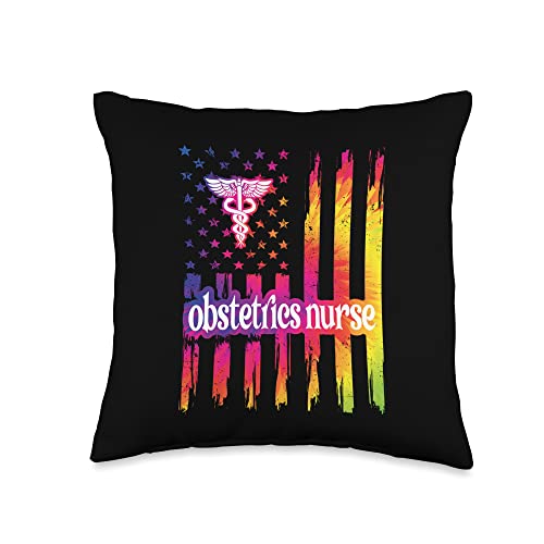 Obstetrics Nurse US Flag Obstetrical Nursing OB Nurse Throw Pillow - //medicalbooks.filipinodoctors.org