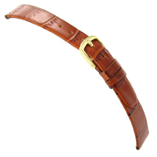 Milano 13mm Alligator Grain Genuine Leather Tan Brown Unstitched Watch Band