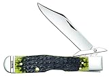CASE XX WR Pocket Knife Cheetah - Russell Jig Olive Green Bone Item #13285 - (6111 1/2L SS) - Length Closed: 4 3/8 Inches