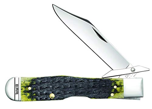 CASE XX WR Pocket Knife Cheetah - Russell Jig Olive Green Bone Item #13285 - (6111 1/2L SS) - Length Closed: 4 3/8 Inches