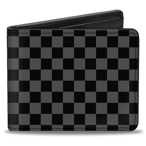 Buckle-Down Men's Standard PU Bifold Wallet-Checker Black/Gray, Multicolor, 4.0