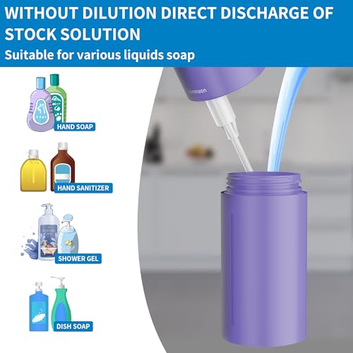 Image of Aunmaon Automatic Soap Dispenser Touchless, Hands-Free, Multi Adjustable Volume, Long Battery Life, Compatible with Thick & Thin Dish /Hand Soap for Bathroom and Kitchen, Easy for Toddlers, Purple
