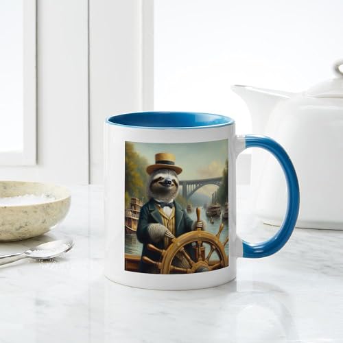 Taza de cerámica CafePress 11 oz blanca y azul miniatura 6