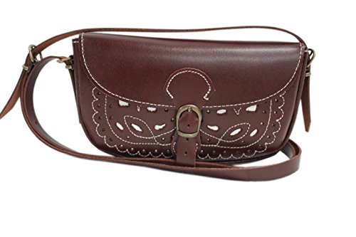 Funrey Bolso Bandolera en piel Ubrique convertible Riñonera de mide: 21x5x13cms. Diseño Bordado artesanal. Tamaño perfecto para llevar el movil, llaves, pañuelos.