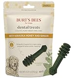 Burt's Bees for Pets Dental Treats for Dogs with Manuka Honey & Ginger, Holistic, Plant-Based Oral Care, 98% Natural Origin Formulas, Peppermint Flavor, Dog Treats Small Dogs, Sz Sm 10ct, 7.4 oz