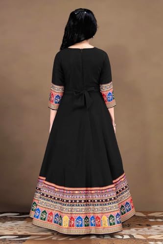 Image of Cotton Silk Long Anarkali Kurta for Girls