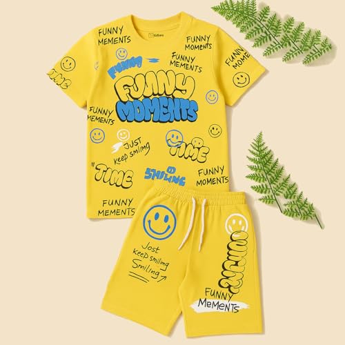Image of Kidbea Kids Cotton T-Shirt and Shorts Set | Soft Breathable Co-Ord Outfit for Boys | Trendy & Stylish Summer Wear | Boys Clothing Set