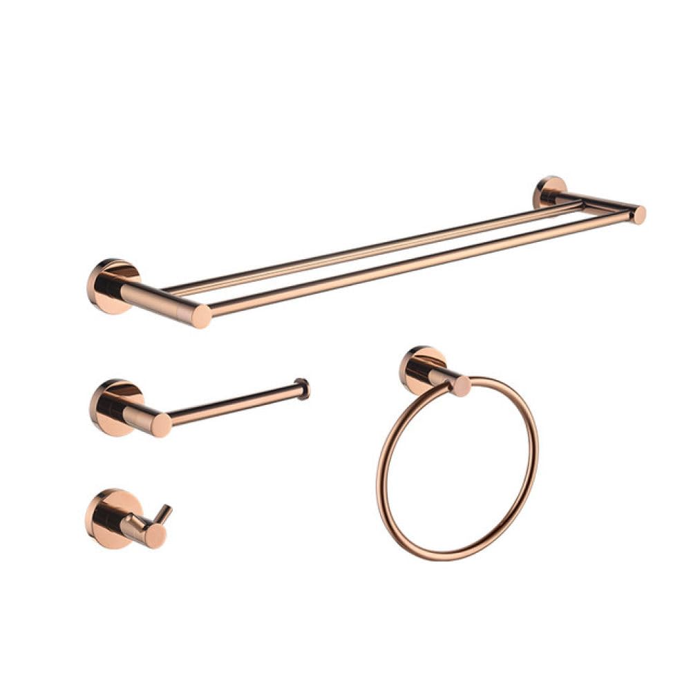 Toallero Doble de Acero Inoxidable de Lujo, toallero, Gancho para Bata, Juegos de Soporte para pañuelos, Accesorios de baño de Oro Rosa, Juego de 4 Piezas, como se Muestra