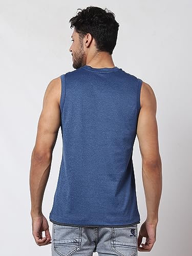 Image of Men's Lycra Blend Sleeveless Fitness Tanks Top for Quick Dry in Muscle Workout, Causal Running, Exercise Training, Swimming Vest