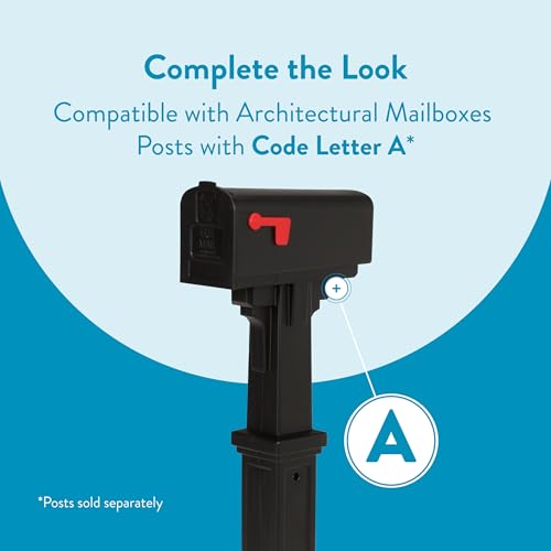 Architectural Mailboxes Parsons Medium Capacity, Plastic Post Mount Mailbox, Black - Image 6
