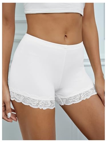 Image of MakeMeChic Women's Underwear Lace Trim Biker Shorts Under Dresses