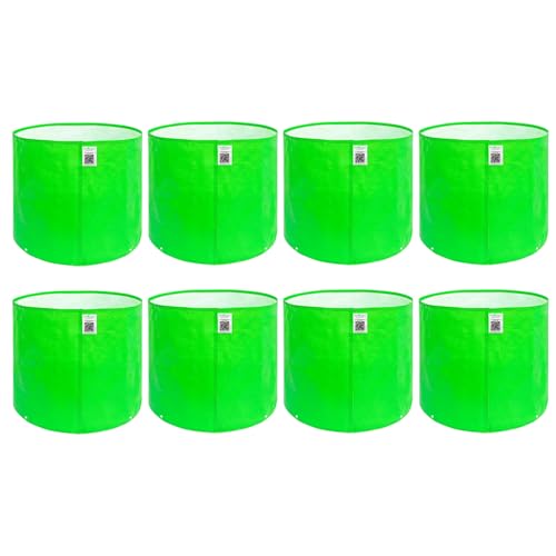 Anandi Green's Hdpe Uv Protected 260 GSM Round Green Colour Plants Grow Bags Suitable for Terrace and Vegetable Gardening 18x18 INCH Pack of 8