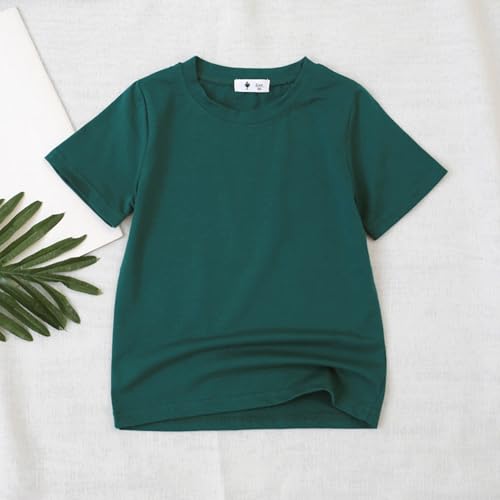 Girls Boys Summer Basic T Shirts Plain Tees Tops Kids Short Sleeve Shirts Soft Cotton T-Shirts Size 1-10 Years2
