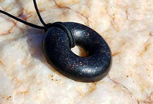 Orgonite Pendant - Orgone Energy Generator Necklace - Black Sun Orgonite Donut Necklace - Jewelry - 30" Black Leather Cord3