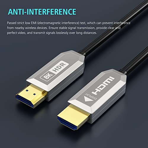 Aozistech 8K Hdmi 2.1 Fiber Optic Cable 50Ft 8K@60Hz 4K@120Hz 48Gbps Dynamic Hdr Earc Compatible With Ps5/4, Xbox Series X, Rtx 3080 3090, Lg C9 #TOP4