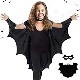 UYOF Bat Wings Costume, Unisex Black Bat Wings Cape and Eye Mask, Bat Costume Cosplay Halloween S