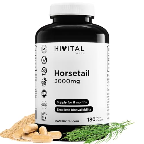 Ackerschachtelhalm 3000 mg. 180 vegane Kapseln für 6 Monate. Konzentrierter natürlicher Extrakt aus Equisetum Arvense, der als natürliches Diuretikum wirkt. Hergestellt von HIVITAL Ackerschachtelhalm 3000 mg. 180 vegane Kapseln für 6 Monate. Konzentrierter natürlicher Extrakt aus Equisetum Arvense, der als natürliches Diuretikum wirkt. Hergestellt von HIVITAL