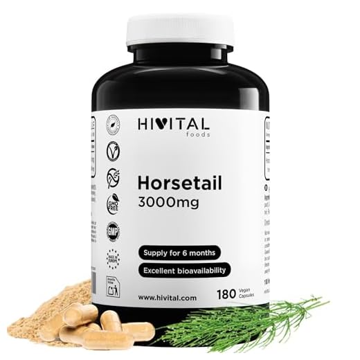 Cola de Caballo 3000 mg. 180 cápsulas vegana. Extracto concentrado de Equisetum Arvense. Diurético natural que disminuye la retención de líquidos y mejora la salud del cabello y la piel