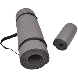 All Purpose 1/2-Inch Extra Thick High Density Anti-Tear Exercise Yoga Mat and Knee Pad with Carrying Strap, Multiple Colors