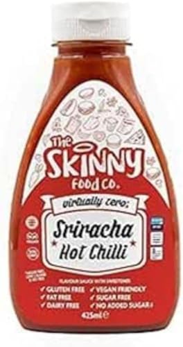 The Skinny Sriracha Hot Sauce Sugar-Free Virtually Zero Calorie Guilt-Free Vegan Keto Friendly 425ml Bottle