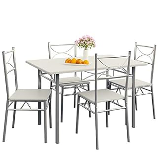 Casaria® Gruppo di Sedute Paul Set 5 Pezzi Tavolo da Pranzo con 4 Sedie Set di Mobili per Sala Cucina Soggiorno Salotto Set da Pranzo Tavoli Sedia