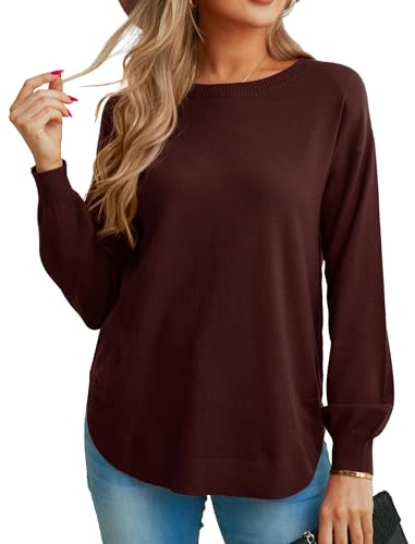 Image of GRECERELLE Womens Long Sleeve Lightweight Crewneck Sweater Tops Casual Soft Knit Pullover Jumper