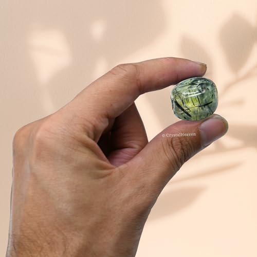 Image of Certified Prehnite Crystal Healing Tumbled Stone, Natural Polished Crystals for DIY Crafts, Manifestation, Meditation, Pooja Feng Shui and Reiki Healing (30 Grams)