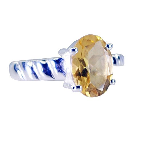 Bague citrine naturelle argent ovale cadeau d'anniversaire fait main tailles
