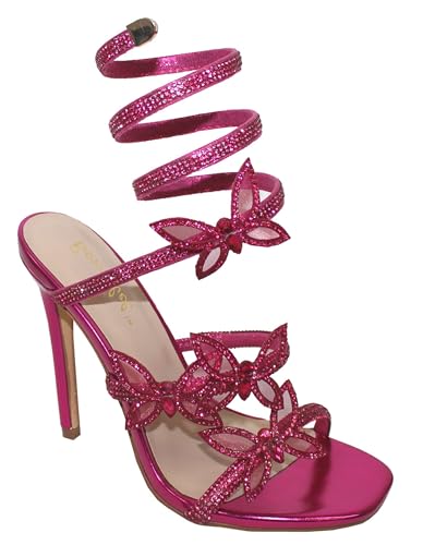 Bonnibel Women Butterfly Rhinestone Strappy High Heels Sandals4