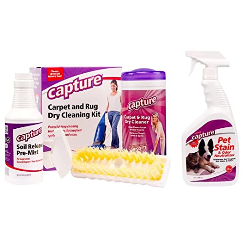 Capture Carpet Total Care Kit 100 Pet Stain & Odor Neutralizer (32 oz), Pet Stain Remover for Carpet, Rug, Couch, Car & Upholstery Bundle