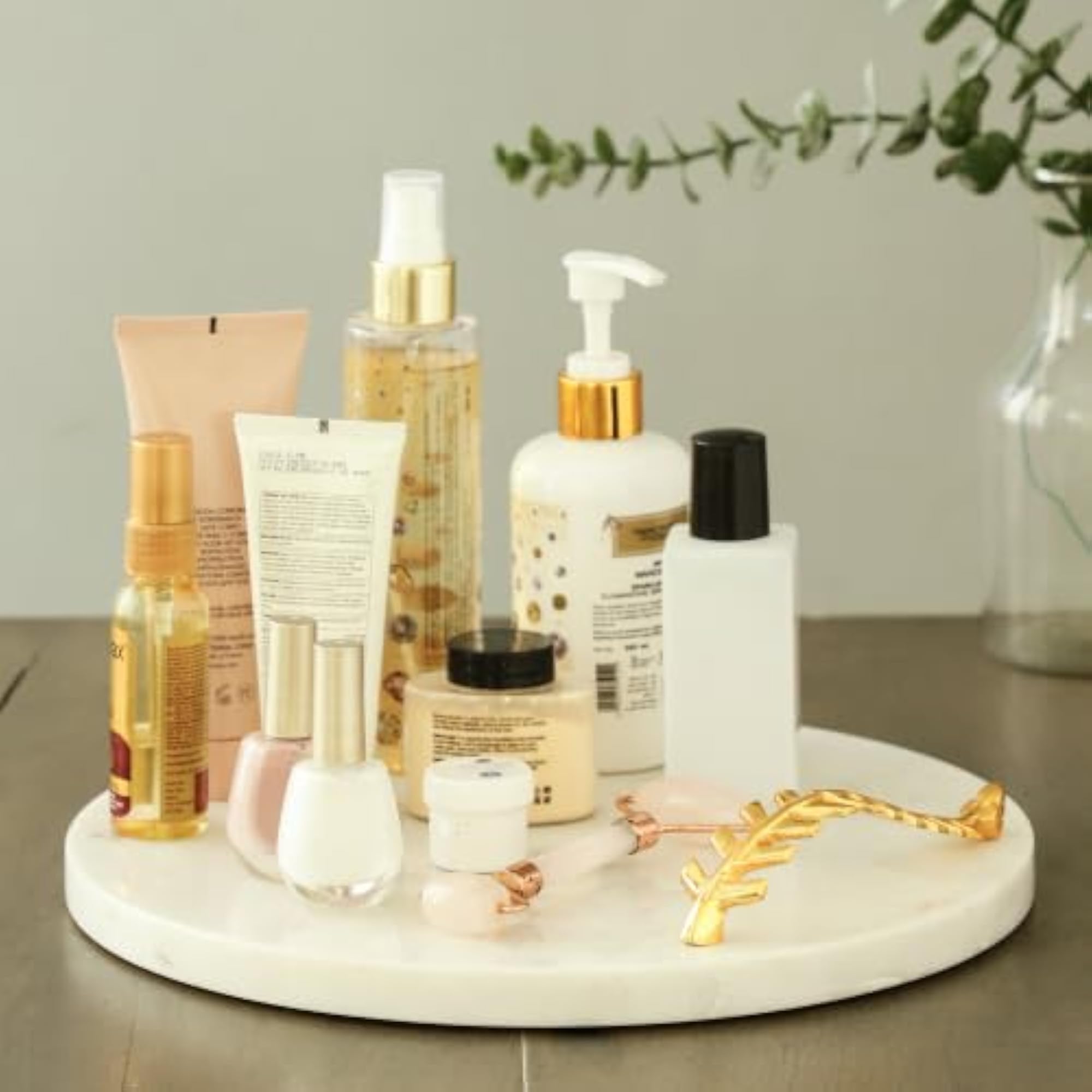 Aurum Single Handle Marble Tray, Decorative Dish