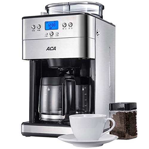 Filterkaffeemaschine, Kaffeemaschine mit Mahlwerk, LCD-Display mit Auto-Start Timer, 1000 Watt, Edelstahl, großer 1,8 l Wassertank