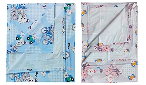 Image of EcoSoft Plastic Sheet,PVC Sheet for Kids,Rubber Sheet for Babies,Bed Wetting Protector(90 x 135 cm) (Bear Blue & Purple)
