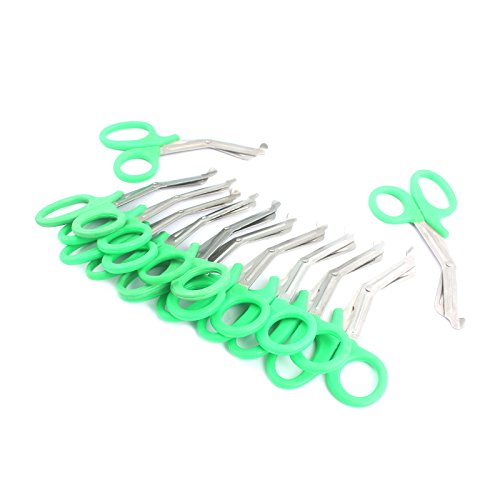 LAJA IMPORTS 12 PCS PARAMEDIC UTILITY BANDAGE FIRST AID STAINLESS STEEL TRAUMA EMT EMS SHEARS SCISSORS 7.25' GREEN