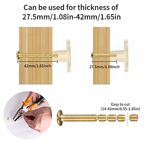 BIGLUFU 6 Pcs Brass Drawer Knobs, 1.18"/30mm Round Kitchen Cabinet Knobs, Furniture Door Handles Cupboard Pulls with Screws - Image 4
