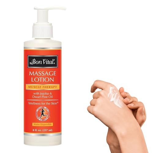 Bon Vital' Muscle Therapy Massage Lotion, 8 Oz Pump, Infused with Dwarf Pine and Essential Oils, Professional Lotion for IASTM and Graston Massage, Non-Greasy, Unscented Bon Vital' Muscle Therapy Massage Lotion, 8 Oz Pump, Infused with Dwarf Pine and Essential Oils, Professional Lotion for IASTM and Graston Massage, Non-Greasy, Unscented