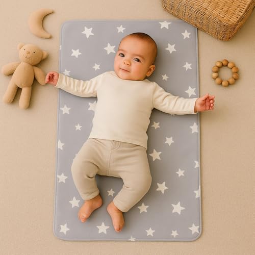 Image of Zikku Printed Dry Sheets for Baby Medium Size Soft |Comfortable |Extra Absorbency|Fast Dry (100x70 cm, Grey, Star Print)