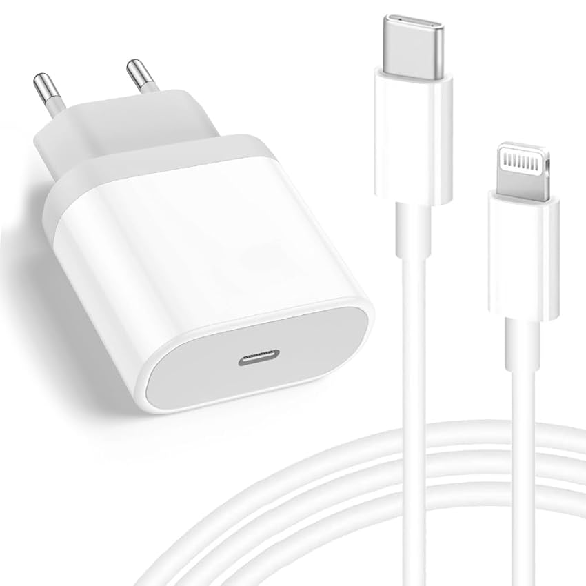 Immagine del prodotto Caricatore iPhone 20W, Caricabatterie Rapido USB C e Cavo iPhone USB C Lightning 2M Alimentatore a Ricarica Rapida PD 3.0 per iPhone 14/14 Pro/14 Pro Max/14 Plus/13/12/SE/11/XR/XS/X/8 PlusPad Bianco