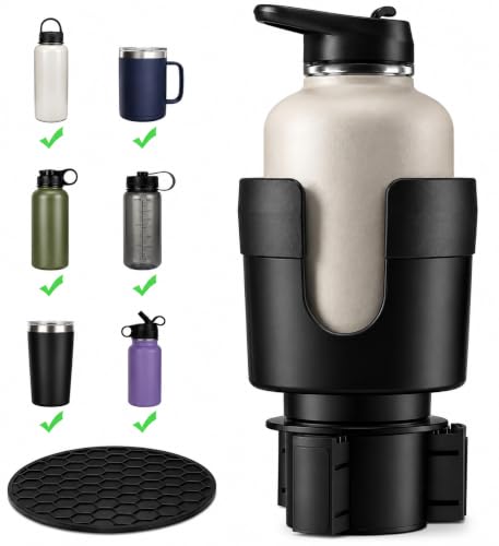 Xtremeauto Car Cup Holder Expander for Large Bottles & Mugs Adjustable Expanding Base Universal Vehicle Cup Holder Adapter for Cups Tumblers & Water Bottles up to 96mm